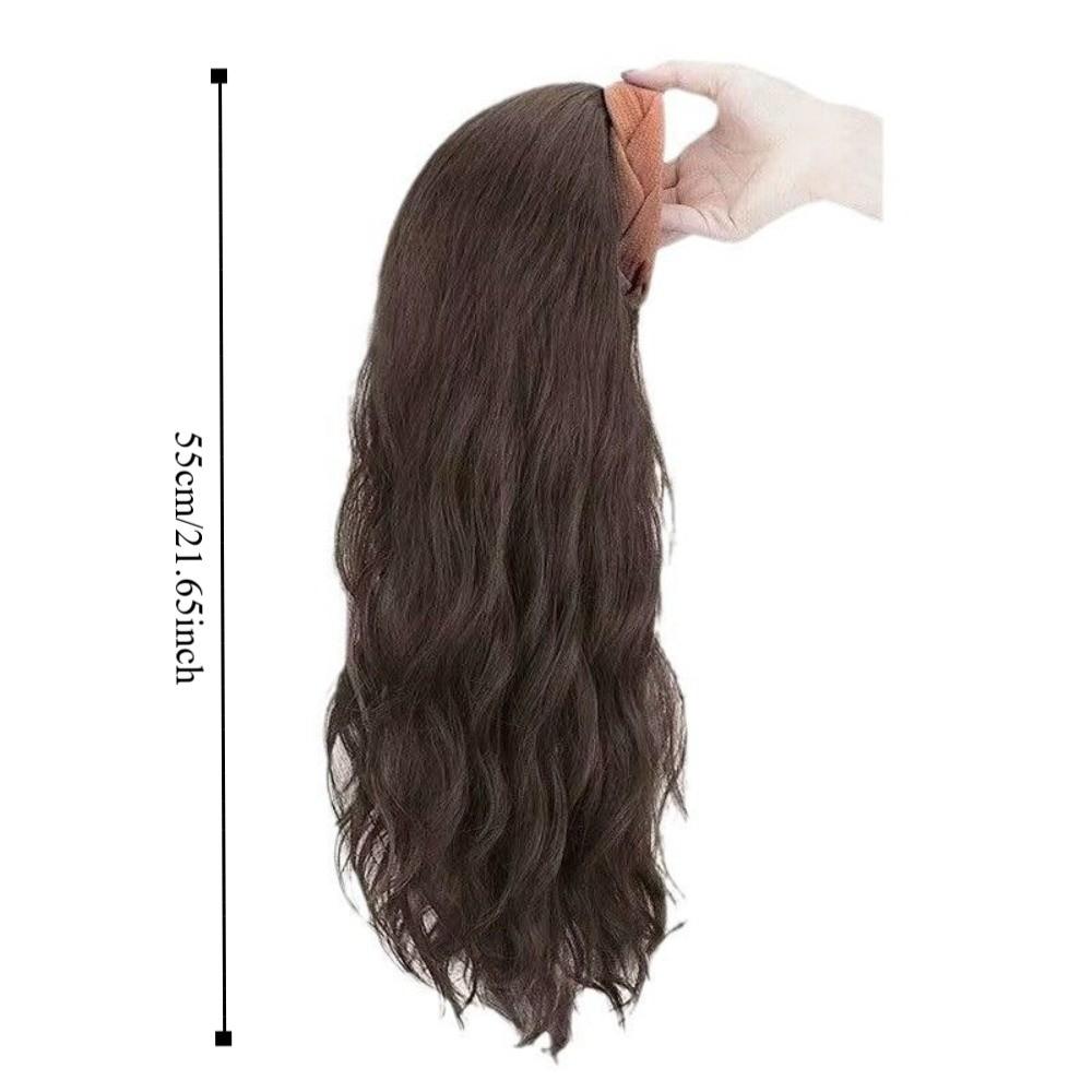 Hair Hoop Half Headband Wig Clip in Long Wavy Curly  Hair Wide Knit Headband Wig  Party
