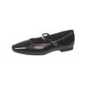 Fashion French Square Head Mary Jane Shoes Women Flat 2025 New Retro Style Soft Leather Low Heel Shallow Mouth Fashion Women's Shoes