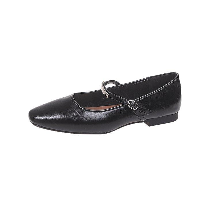 Fashion French Square Head Mary Jane Shoes Women Flat 2025 New Retro Style Soft Leather Low Heel Shallow Mouth Fashion Women's Shoes