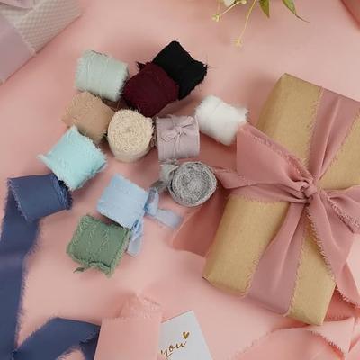 3 Rollen 4 cm x 3 m, handgefertigtes babyblaues Band zum Verpacken von Geschenken, Band mit ausgefransten Kanten zum Basteln, Dekorieren von Blumensträußen, Verpacken von Hochzeitsstoffen
