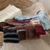 Retro Style Winter Coffee Blue Luxury Imitation Mink Stripe Contrasting Mid-Leg Socks Diamond Plaid Stack Socks Court Style Warmth