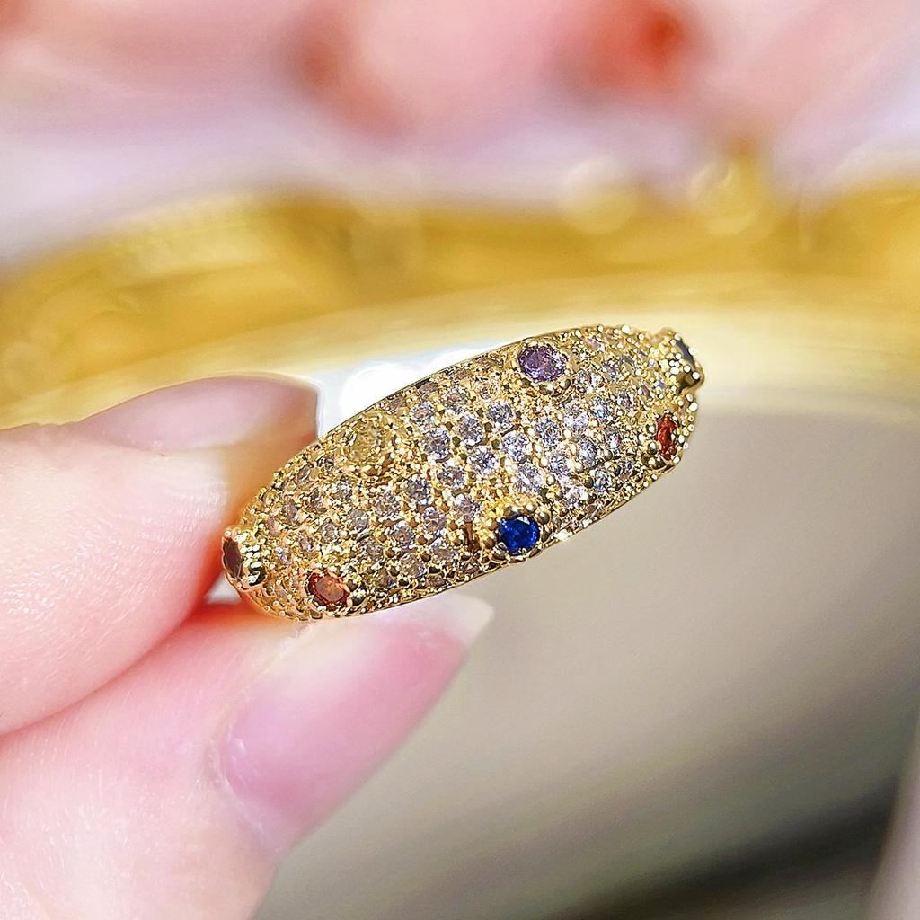 CMM High-quality Dubai Luxury Jewelry Set Retro Italian Hand-Brushed Craftsmanship Golden Inlaid Zircon Woman Bangle Ring Sets