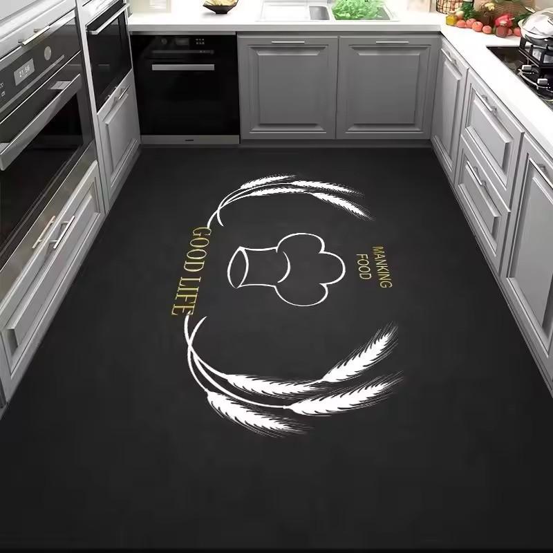 Kitchen Oil-proof and Non-slip Rug PVC Leather Carpets Dirt-resistant Door Mats Simple Balcony Rugs Bathroom Waterproof Carpet