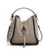 Senior Luxury Women's Single Shoulder Crossbody Bag Leather Lychee Rivet Fashion Senior Leisure Hot Bucket Bag Handbag
