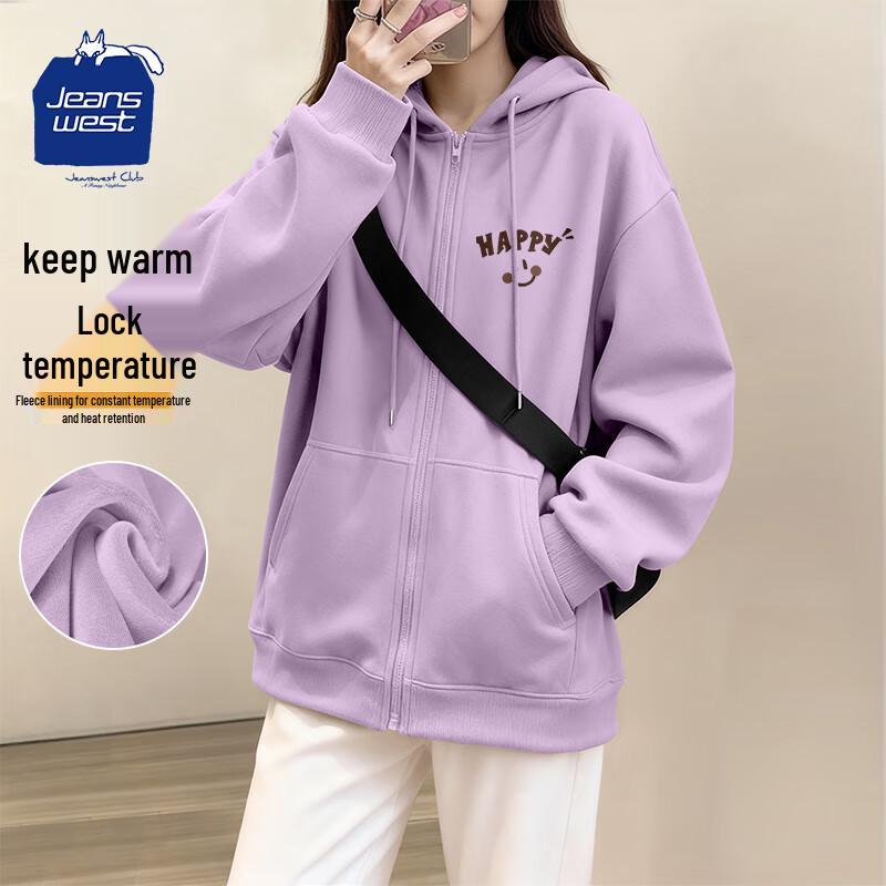JEANSWEST CLUB 2025 Women s Fleece-Lined Happy Blush Smile Graphic Hoodie 2XL