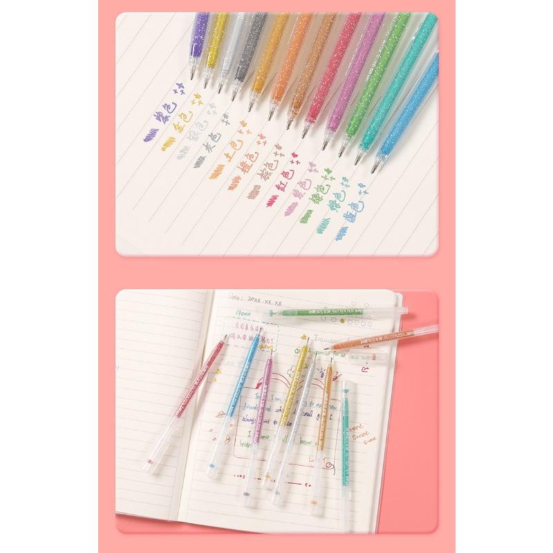 Kids 12 Colors Glitter Gel Pen Set For Graffiti Journal Drawing