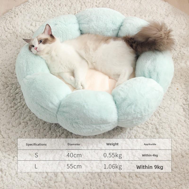 Pet Bed, Round Flower Bed, Cat Winter Warmth, Plush Cat Bed, All-season Suitable Dog Bed