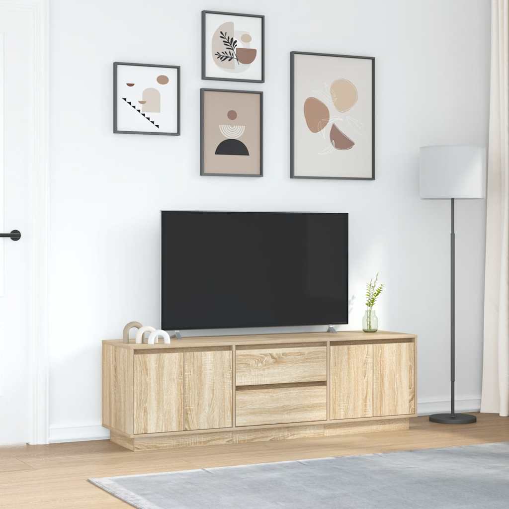 TV Stand with LED Lights Sonoma Oak 160.5x41x50 Cm