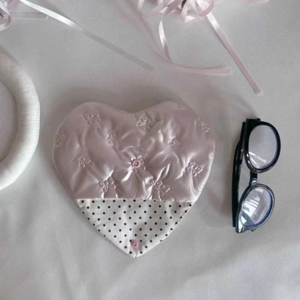 Bow Embossed Eyeglass Case Pink Color Glasses Storage Bag Eyewear Accessory Storage Solution