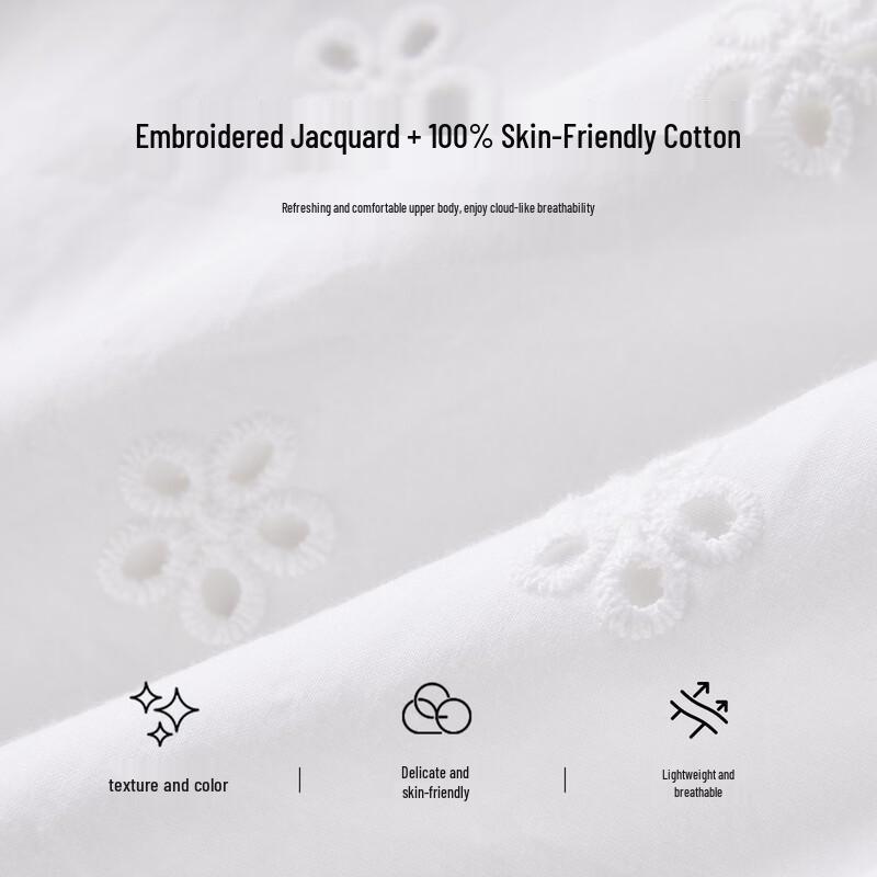Xiangying French V-Neck Cotton Jacquard Midi Dress