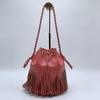 J&M DAVIDSON Handtasche Semi Umhängetasche Leder Rosa Carnival Kordelzug Fransen