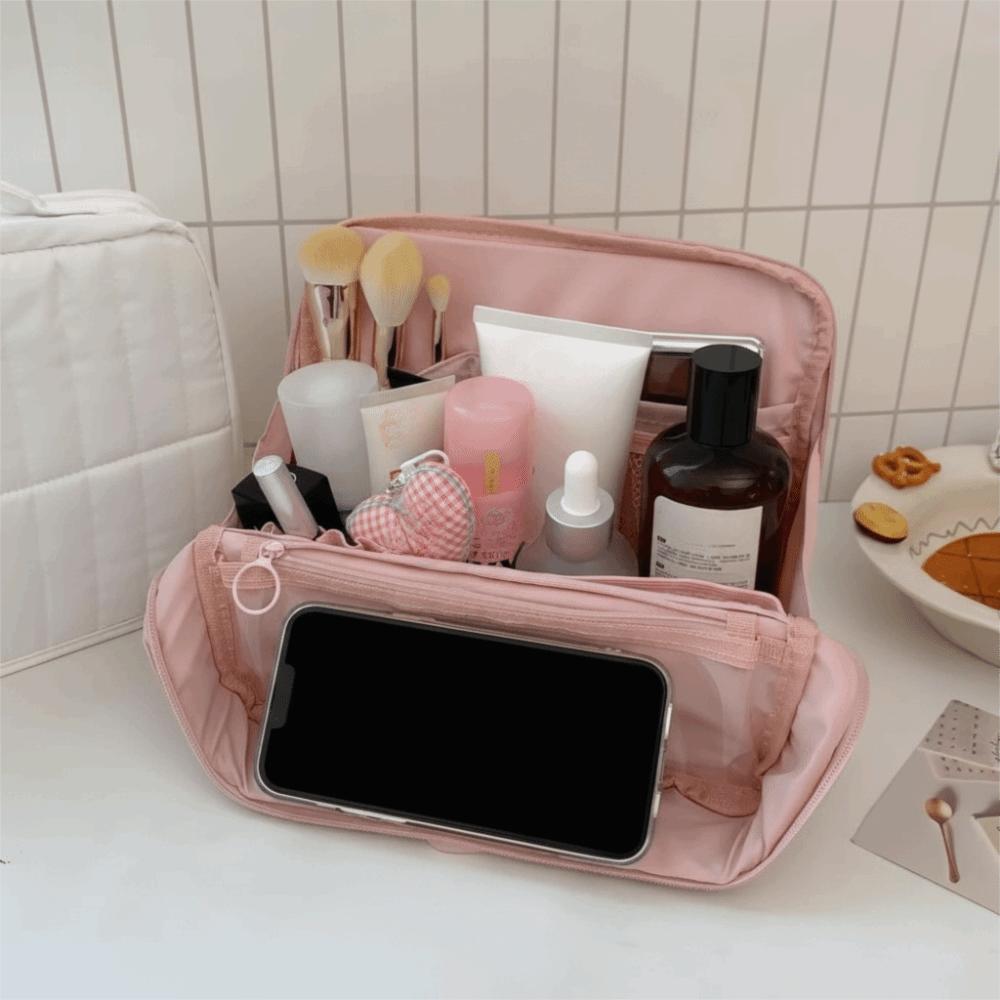 Standable Skincare Storage Bag Solid Color Travel Luggage Bag Wash Bag Women Makeup Bag Bathroom