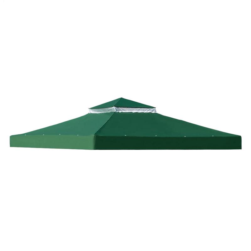 Outdoor Replacement Canopy Top 10x10ft 300D Polyester Cloth Double Tier Gazebo Roof Cover Garden BBQ Gazebo Top Replacement Cove