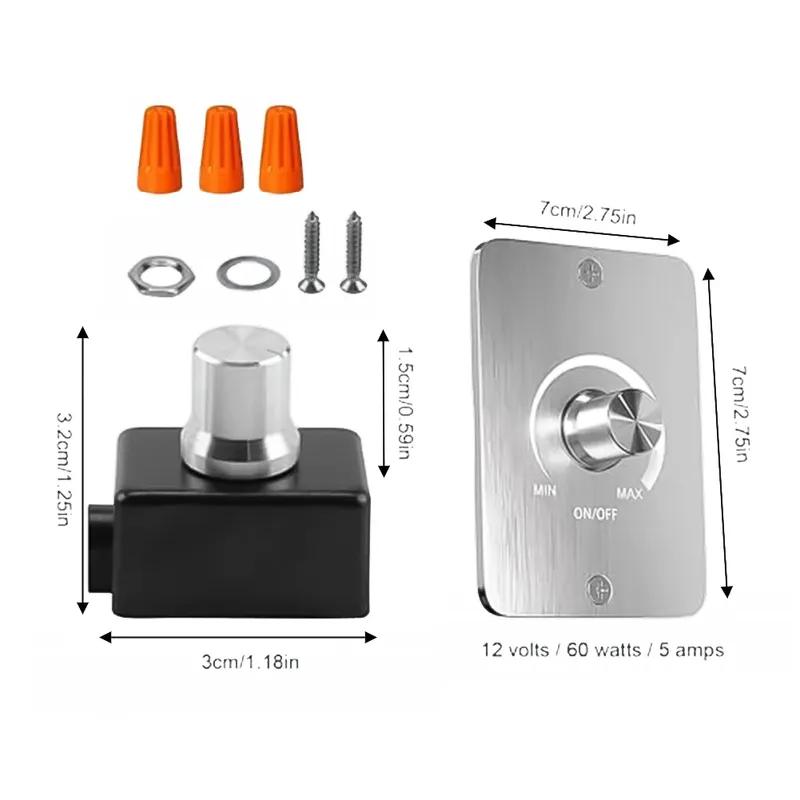 LED Dimmer Controller For PWM 12V 5A for RV and Trailer Lighting Control with Easy Wiring and Adjustable Brightness Knob