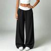 Women's Casual Color Block High Waist Loose Wide Leg Sweatpants