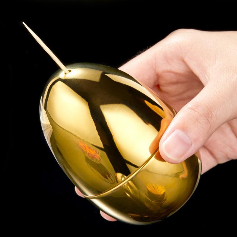 Creative Eggs Shaped Toothpick Case 304 Stainless Steel Toothpick Dispenser For Office Desk And Dining Table Kitchen Accessories