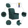 Electric Massage Recliner with Rising Assistance Dark Green Fabric