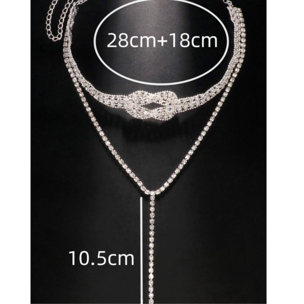 Fashion Full Diamond Long Necklace Feminine Lock Necklace Bone Chain Personalized Jewelry Necklace Dress Accessories