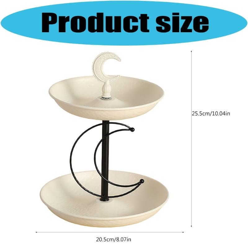 Two Tiers Iron Appetizer Plate Double Deck Design Ample Space for Parties Home Accent Snacks Display Plate