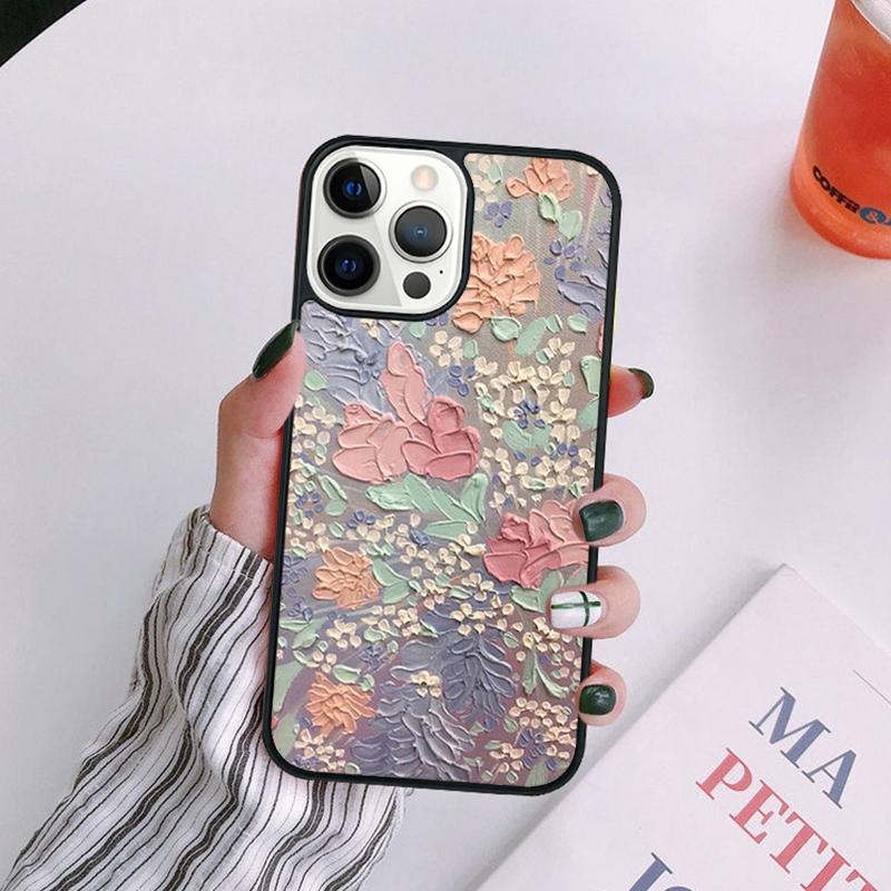 Oil Painting Boho Flower Art Phone Case For iPhone 17 Air 14 13 12 16Pro Max 15  Plus Cover Shell Max coque