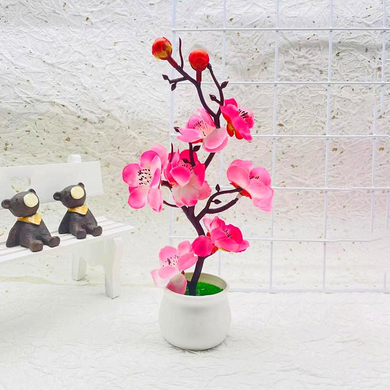 1PC Simulation Ornament Potted Plants Decoration Bonsai Adorn Wintersweet Plastic Moss Elegant Artificial Flowers