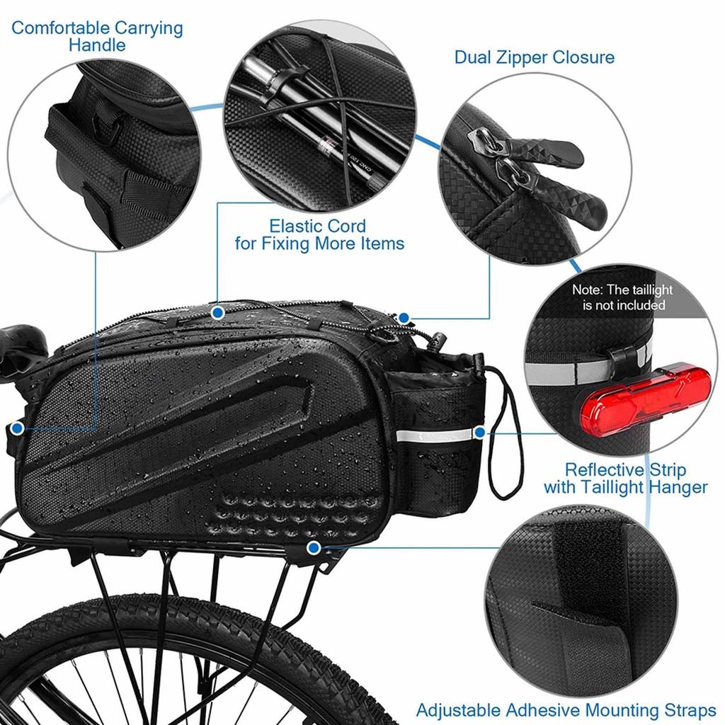 Hard Bike Trunk Bag – Large-Capacity Rear Rack Pack for Mountain & Road Bicycles, Front & Rear Seat Cycling Bag