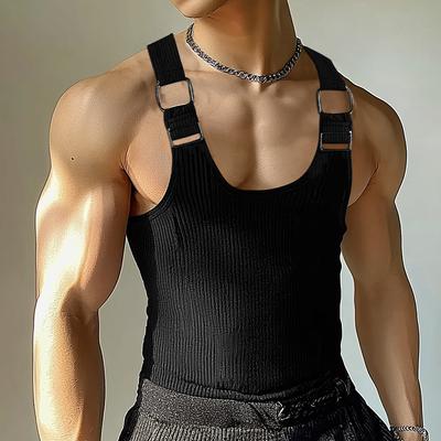 Men Summer Strap Sleeveless Stretch Casual Skinny Rib Tank Tops
