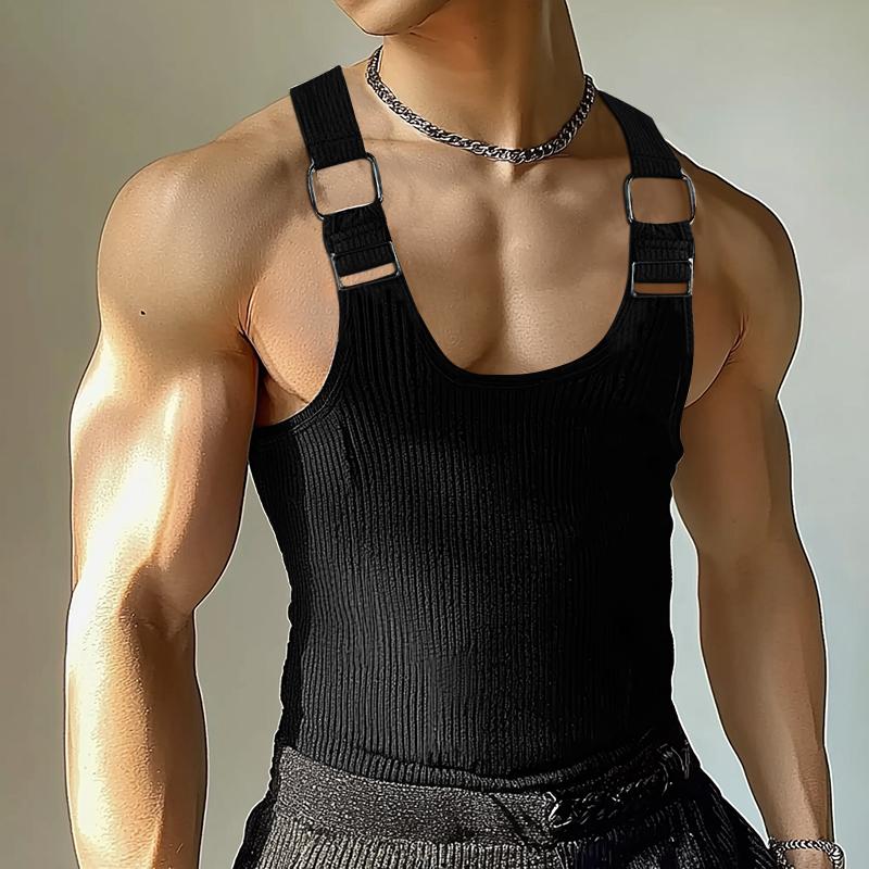 

INCERUN Men Summer Strap Sleeveless Stretch Casual Skinny Rib Tank Tops XL