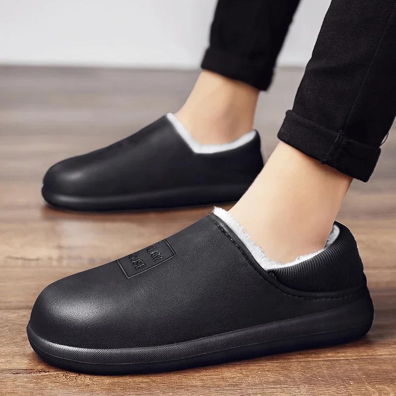 Chaussures pour Hommes Couple Femmes Chaussons d'Intérieur Recouvrant le Talon Intérieur et Extérieur Doux et Confortable Ajouter du Velours Imperméable Antidérapant Chaud