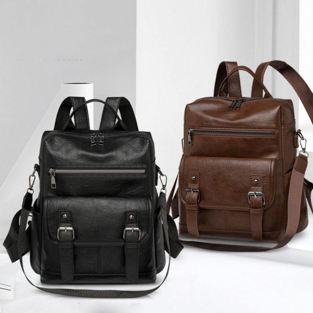 PU Peather Student Backpack Large Capacity Multifunctional Student School Bag Anti Splash Water Soft Mommy Shoulder Bag Women