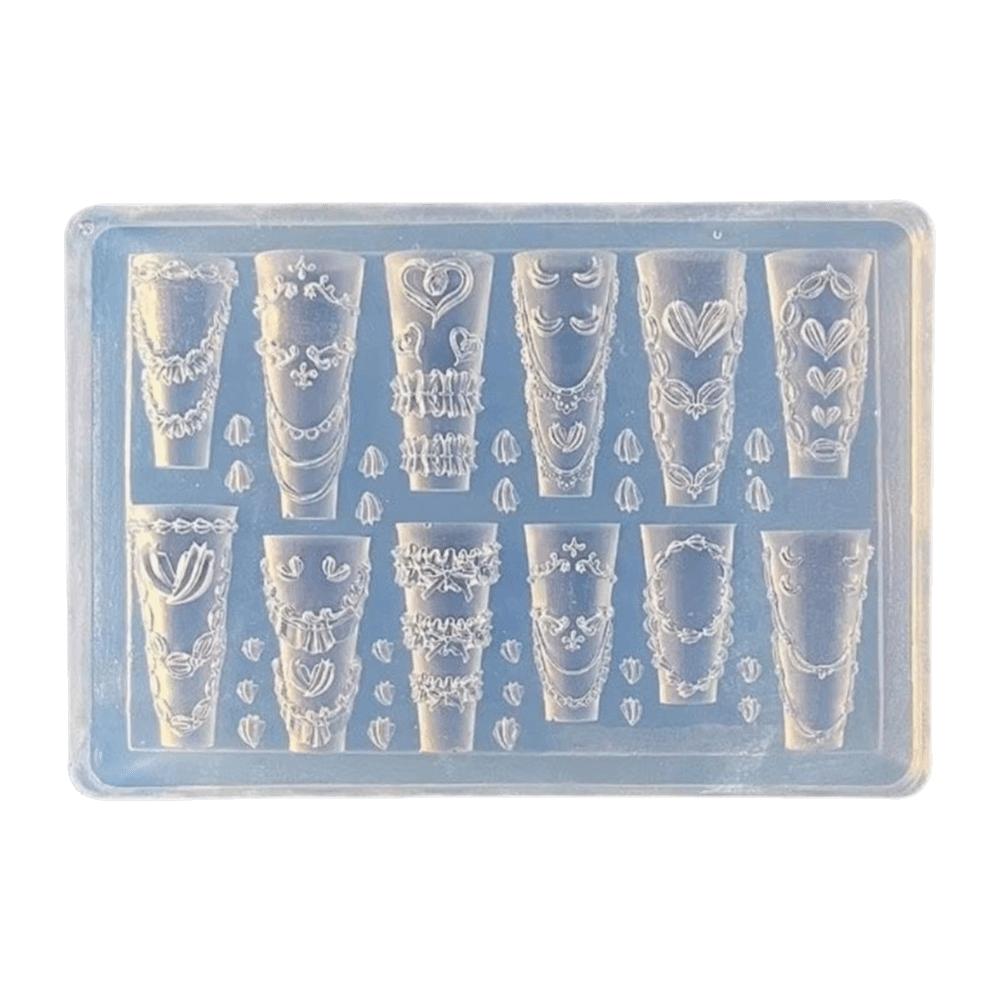 Stereoscopic Design Silicone Nail Mold Nonstick Surface 3D Nail Decoration Mold  Home Manicure