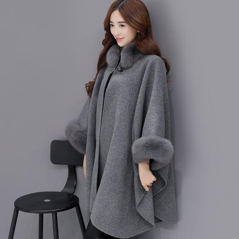 Thickened Woolen Coat Women Autumn Winter Coat Rabbit Collar Women's