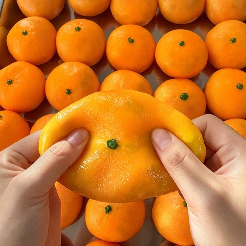 Simulated Tangerine Stress Ball Soft Squeeze Sensory Toy DIY Handmade Non-Toxic for Kids Adults Anxiety Stress Relief