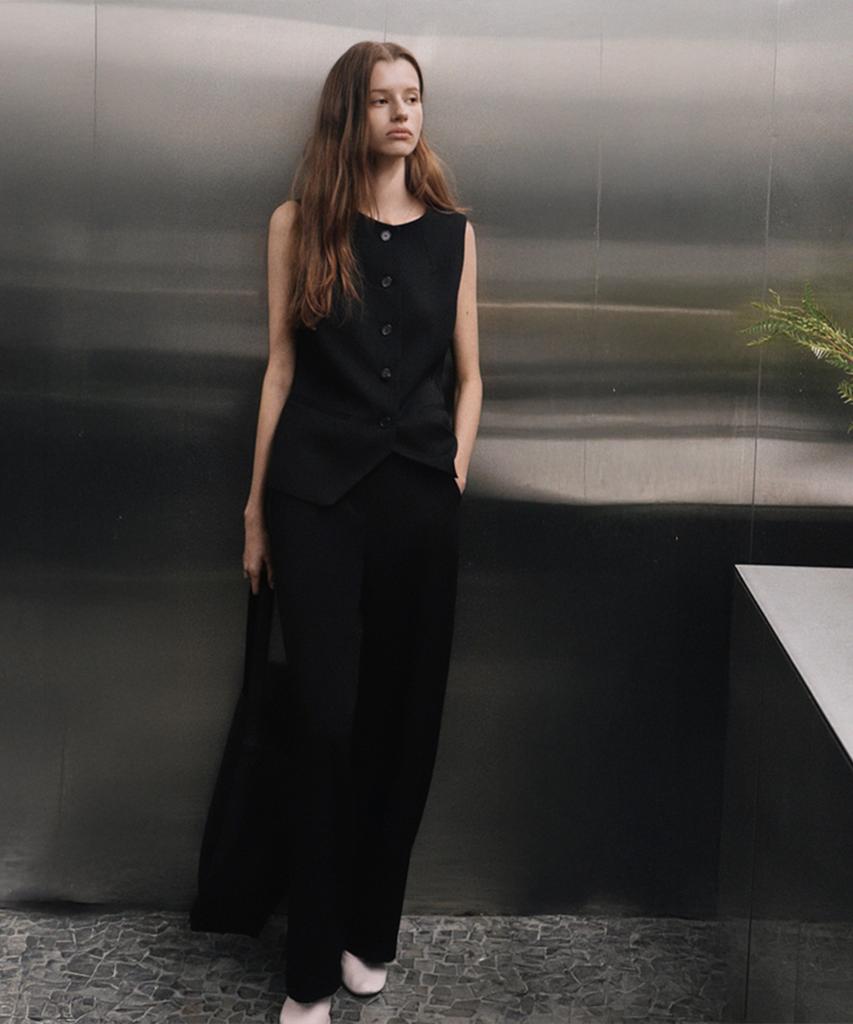 Kwinseulaebis Formal Stretch Wide-Leg Curved Slacks