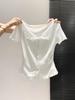 Pure lace lace-up short-sleeved t-shirt women's summer new fake two-piece slim-fitting and thin versatile top