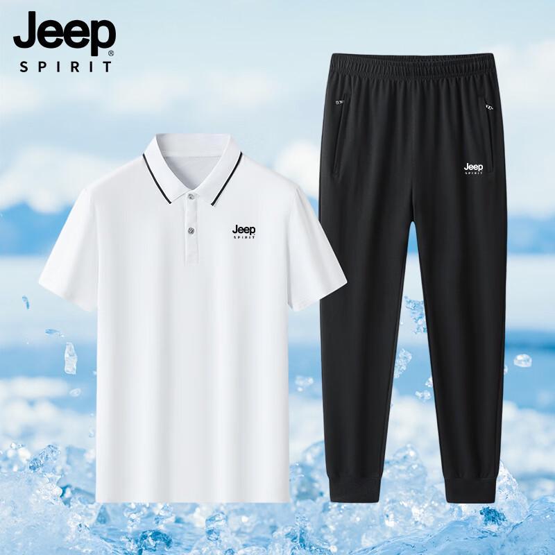 

JEEP SPIRIT Men s Summer Breathable Casual Sport Two-Piece Set 4XL