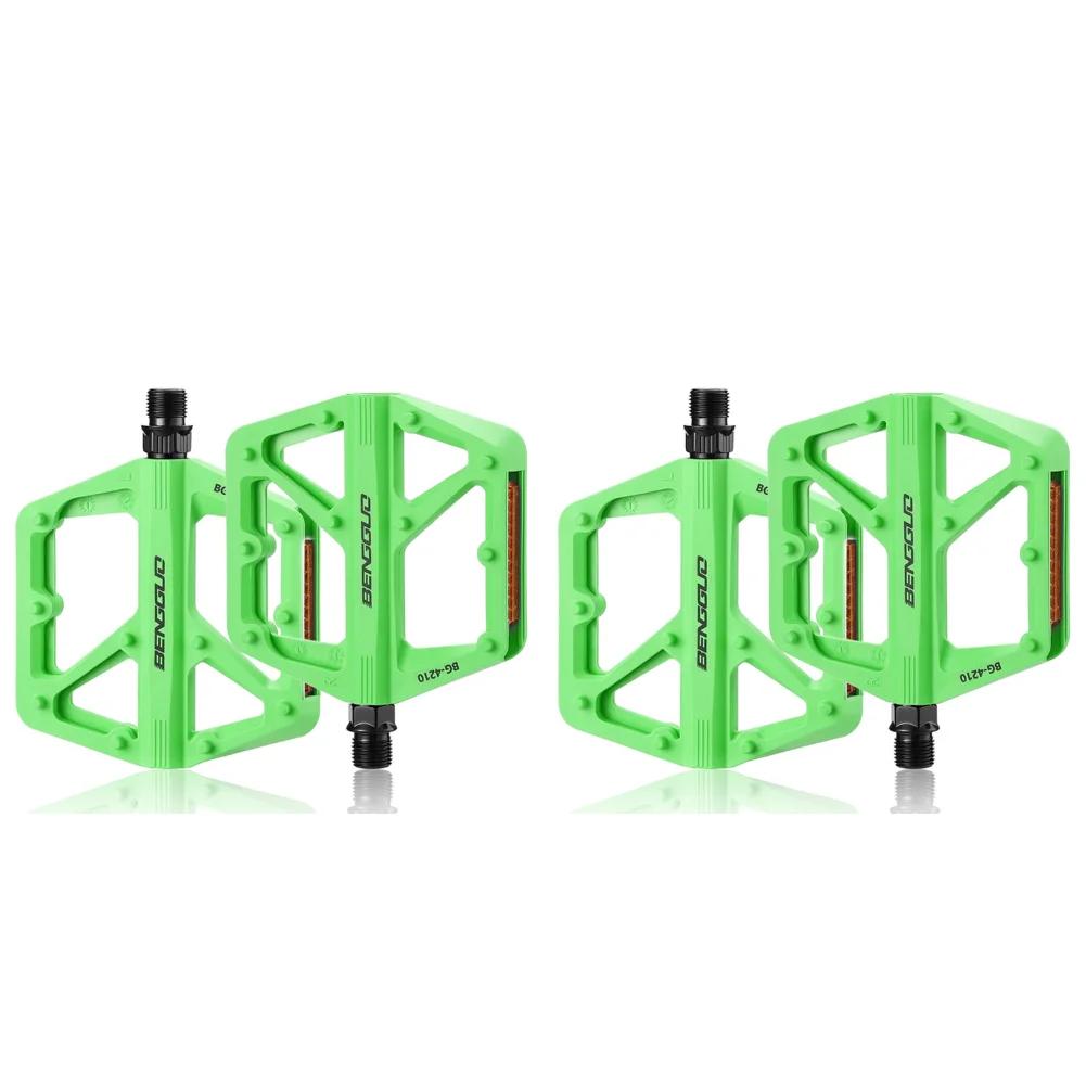 1/2Pairs Bike Pedals with Reflector Double DU Bearing Ultralight Mountain Road Bike Flat Pedals Nylon Bicycle Pedals