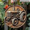 2D Flat Country Life Round Sign with A Size of 7.8 X 7.8 Inches, Showing Agricultural Equipment and A Retro Tractor.This Country-style Metal Wall Is