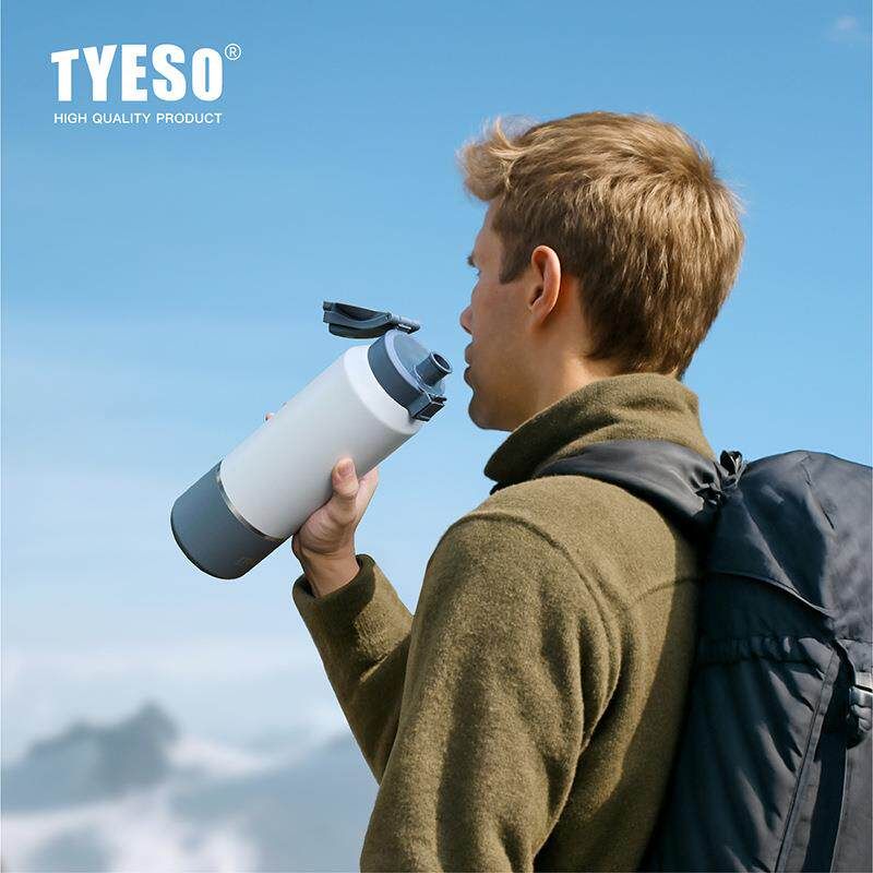 Tyeso New Large-Capacity Thermos Cup for Outdoor Sports and Travel, Portable Water Bottle with Handle for Direct Drinking