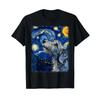 Irish Wolfhound Dog Starry Night Painting T Shirt Vintage Unisex Slightly Soft Versatile Designer Clothes Breathable