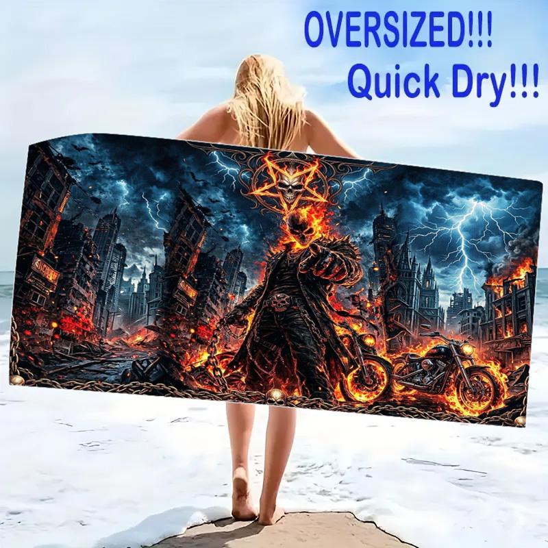 Horseman of Hell Print Beach Towel, Large Soft Quick Dry Towel for Beach Camping Swimming
