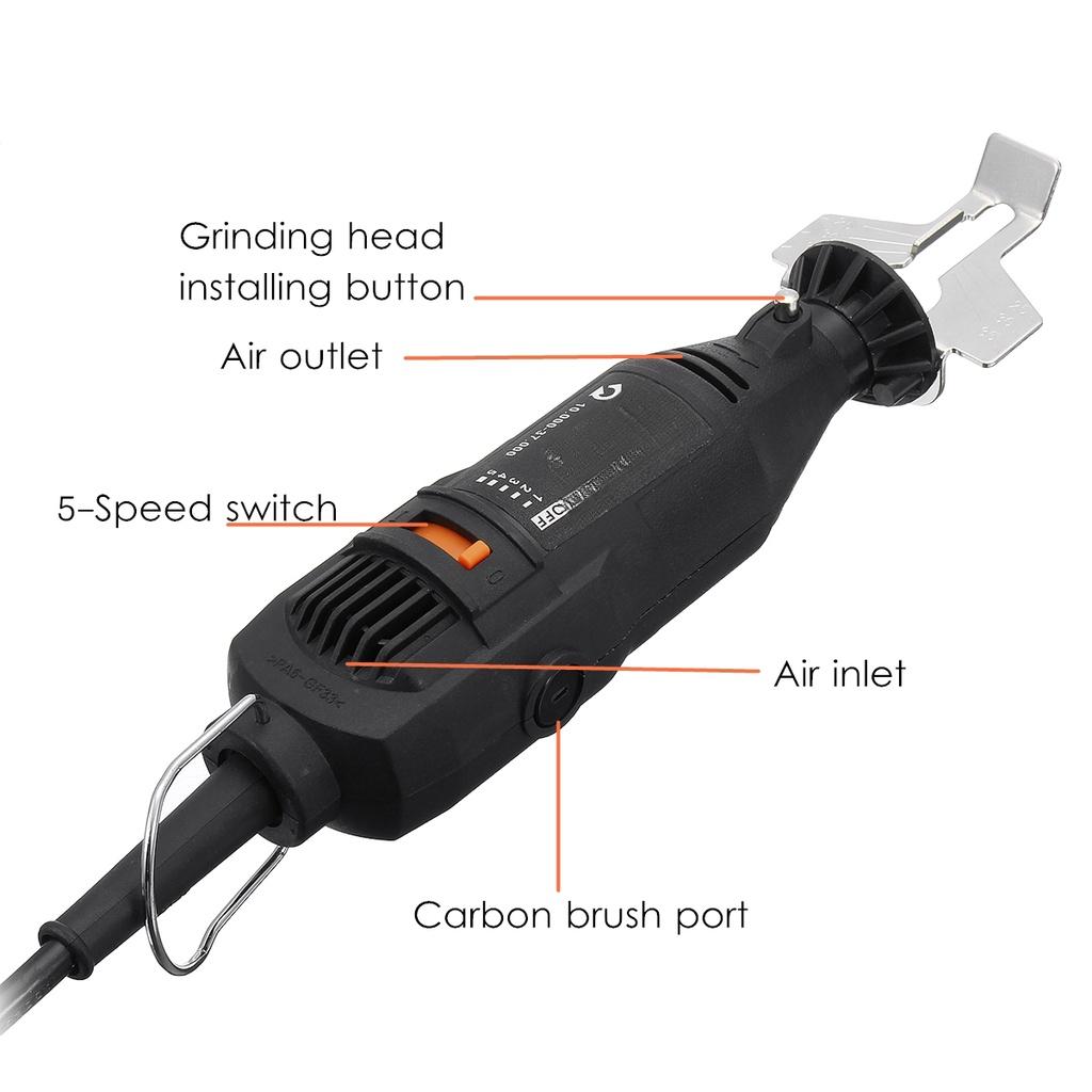 5 Speed Mini Chain Saw Sharpener Electric Grinder Machine Sharpening Kit Rotary Polishing Power Tools with Gloves 37000rpm 180W