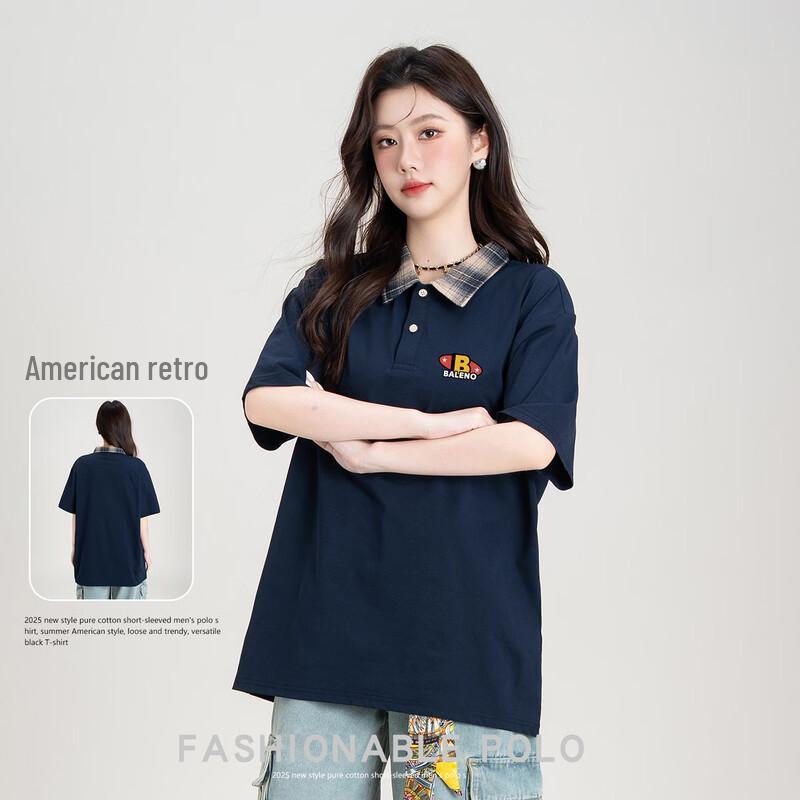 Baleno Women s Contrast Plaid Loose Fit Polo Shirt 2XL