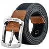 Men's Canvas Belt with Alloy Pin Buckle - Woven Design, Solid Color with Stripes, 3.5cm Wide, Sports/Outdoor Style