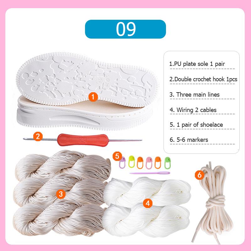 DIY Shoes Crocheted Material Hand-woven Summer Hook Soles Anti-kick Rubber Soles+Hollow Line Knitted Slippers Short Boots