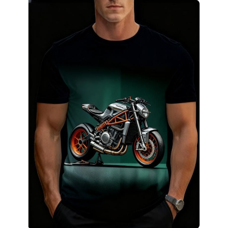 Men's Streetwear Sports 3D Print Loose Round Neck Short Sleeved T-shirt Top