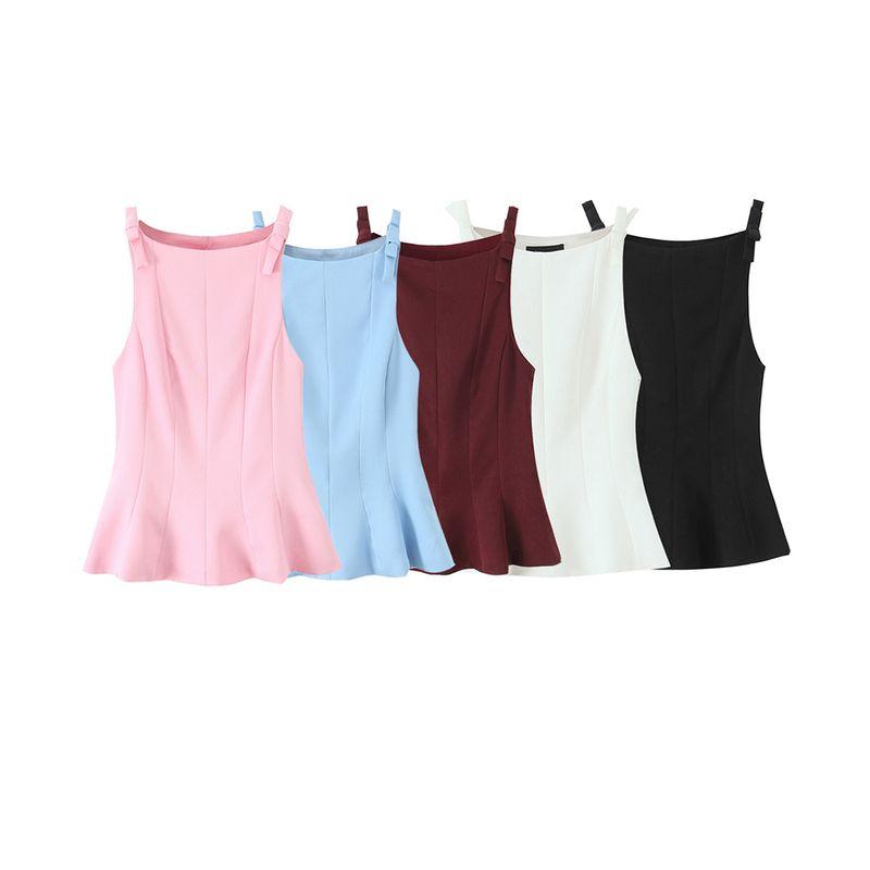 Kaslead New Arrival Women's Clothing Fashion Style Fashion Short Skirt Hem Bowknot Decoration Tops 2606777