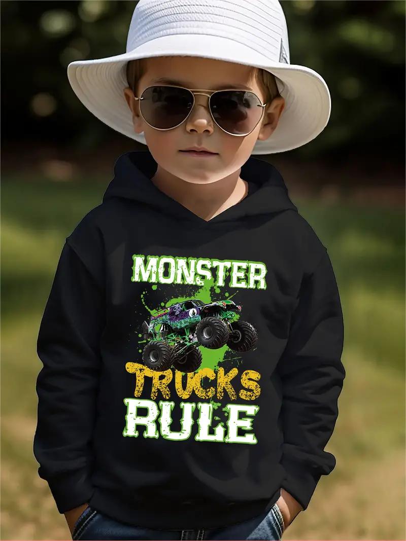 monster trucks rule Boys casual long-sleeved hoodie, boys blazer, kids outdoor 100 чёрный