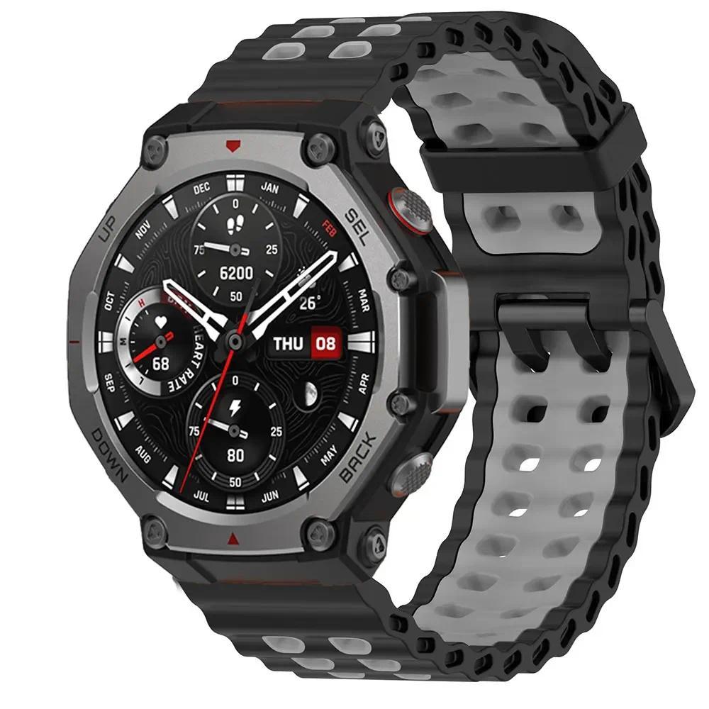 Breathable Silicone Band For Huami Amazfit T-Rex 3 2 1 T-Rex 3Pro 44mm 48mm T-Rex Ultra Colorful Strap Sport Watchband Belt