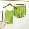 2 Teile/satz Camisole Shorts Set Rückenfreies Schlafen Gemütliche Chic Einfarbig Sling Top Shorts Nachthemd Homewear